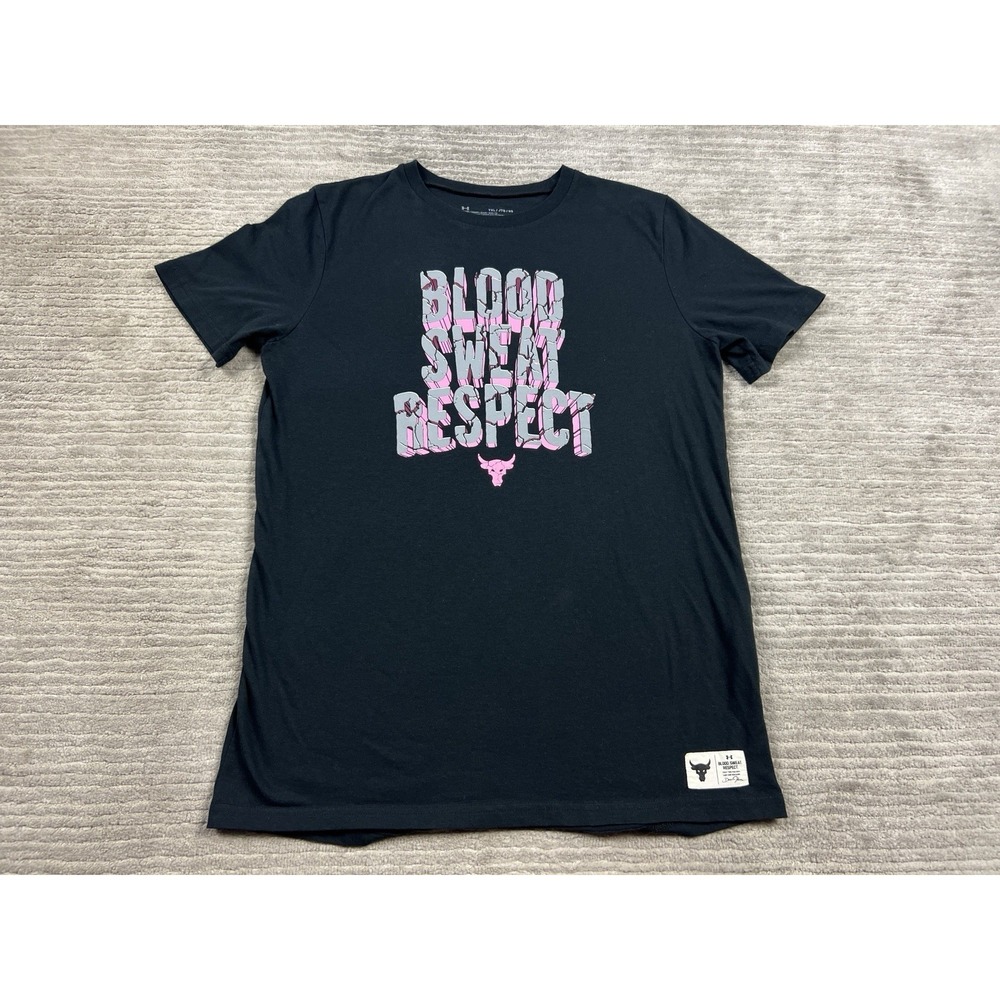 Under Armour Shirt Girls YXL‎ Black Blood Sweat Respect Short Sleeve